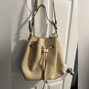 Cream bucket bag purse